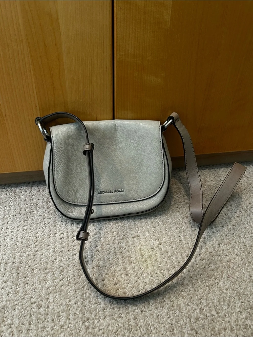 Michael Kors Pebbled White Crossbody Saddle Bag